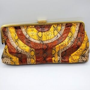 Bonita Bags New York Faux Snakeskin Clutch Clasp Bag Retro